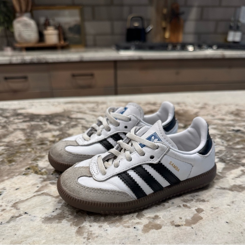 Adidas Kids Samba White and Black Sneakers